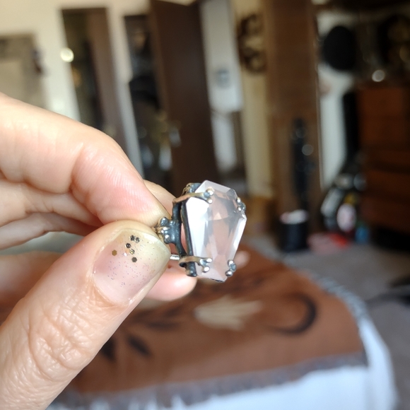 Bloodmilk Ghost Rose Quartz Medium Easeful Death Coffin Ring - Picture 5 of 7
